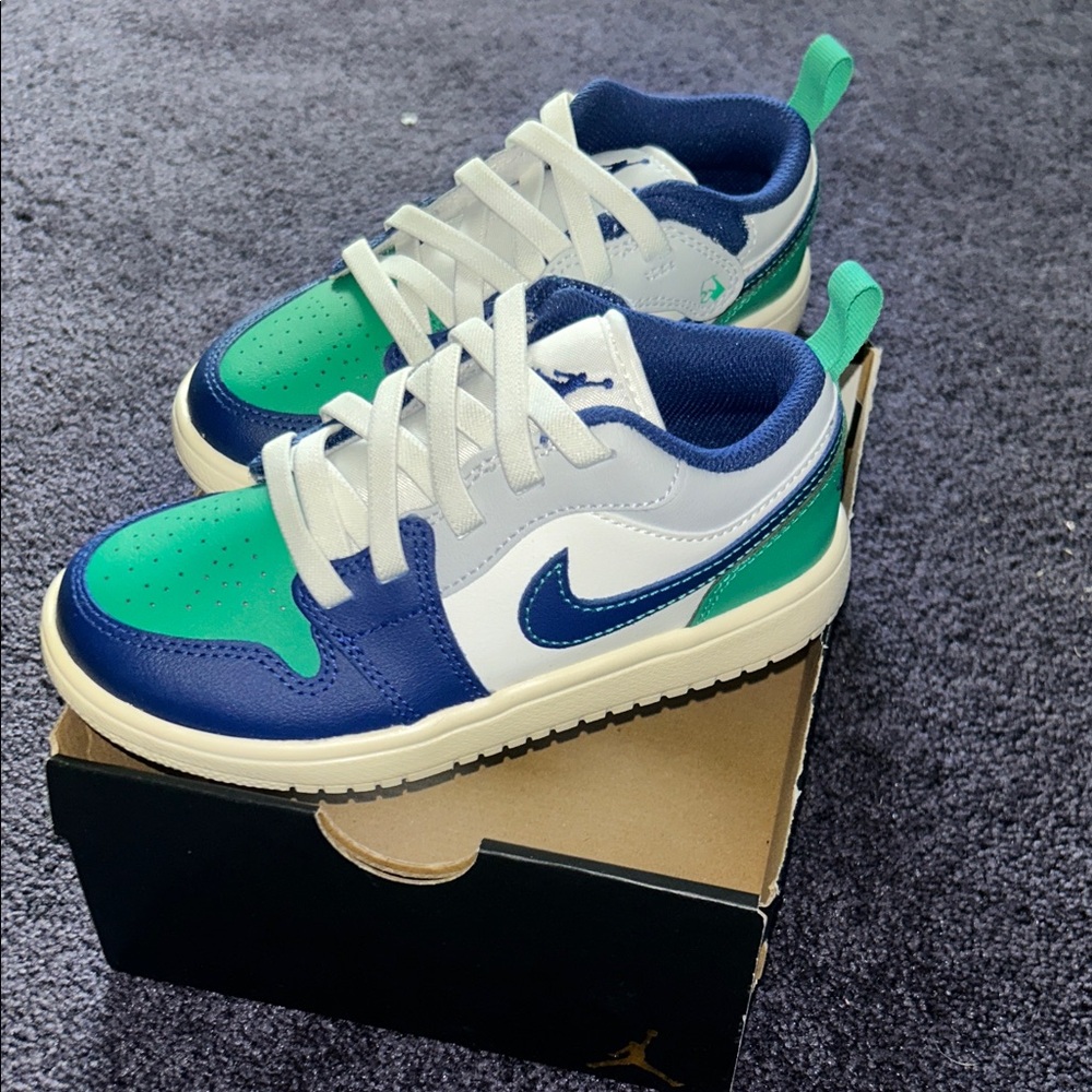 Nike Kids' Sneakers - Blue, Green, and White